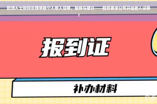 职场人士如何合理争取个人收入证明，策略与建议——能否要求公司开低收入证明？