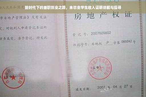 新时代下的兼职创业之路，未毕业学生收入证明详解与探寻