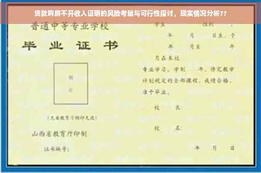 贷款购房不开收入证明的风险考量与可行性探讨，现实情况分析??