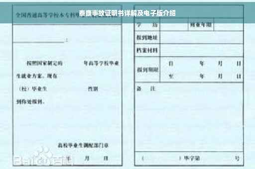 泰康事故证明书详解及电子版介绍