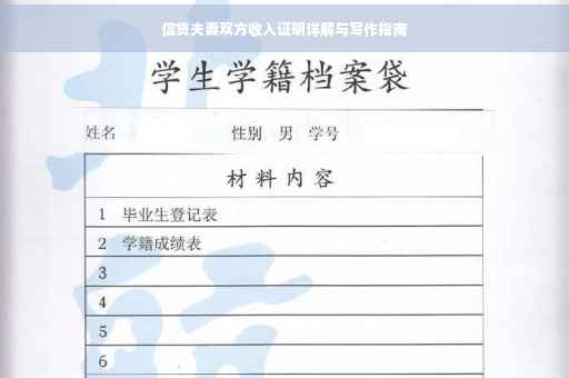 信贷夫妻双方收入证明详解与写作指南