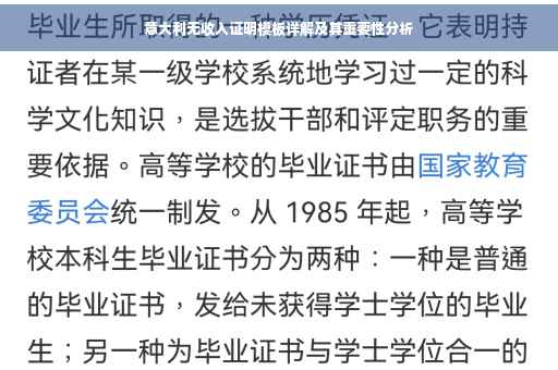 意大利无收入证明模板详解及其重要性分析
