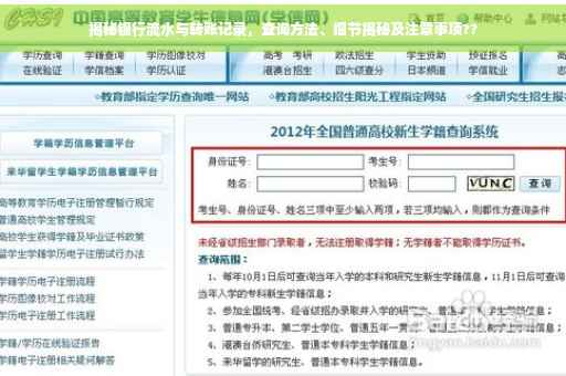 揭秘银行流水与转账记录，查询方法、细节揭秘及注意事项??
