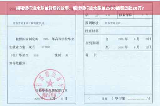 揭秘银行流水账单背后的故事，解读银行流水账单2500能否贷款20万？