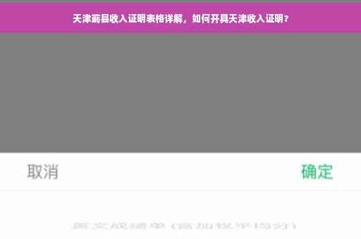 天津蓟县收入证明表格详解，如何开具天津收入证明？