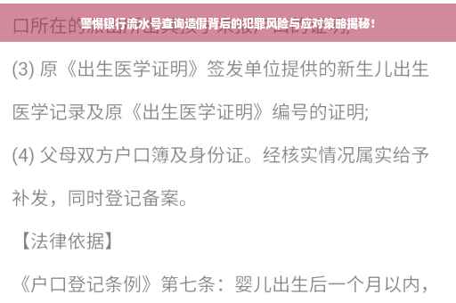 警惕银行流水号查询造假背后的犯罪风险与应对策略揭秘！