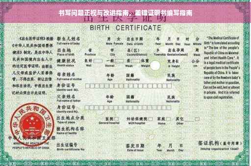 书写问题正视与改进指南，差错证明书编写指南