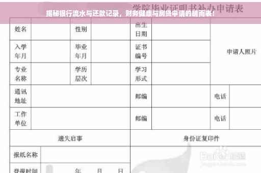 揭秘银行流水与还款记录，财务健康与房贷申请的晴雨表！
