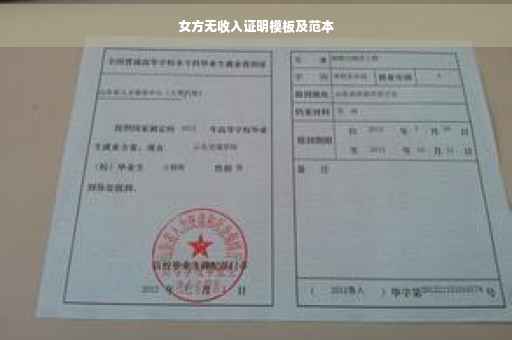 女方无收入证明模板及范本