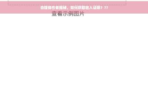 自媒体作者揭秘，如何获取收入证明？??