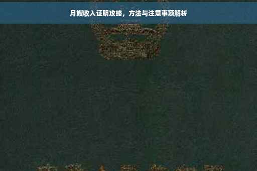 月嫂收入证明攻略，方法与注意事项解析