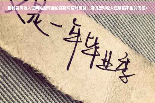 揭秘买房收入证明难题背后的真相与应对策略，如何应对收入证明搞不到的问题？
