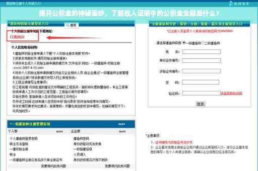揭开公积金的神秘面纱，了解收入证明中的公积金全称是什么？