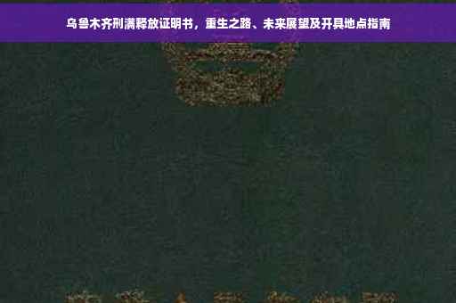 乌鲁木齐刑满释放证明书，重生之路、未来展望及开具地点指南