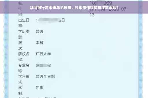 华润银行流水账单全攻略，打印操作指南与注意事项?