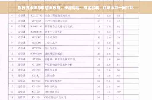 银行流水账单申请全攻略，步骤详解、所需材料、注意事项一网打尽