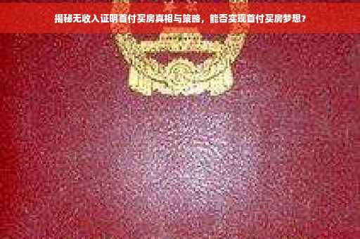揭秘无收入证明首付买房真相与策略，能否实现首付买房梦想？
