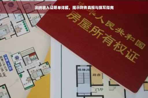 出纳收入证明单详解，揭示财务真相与撰写指南