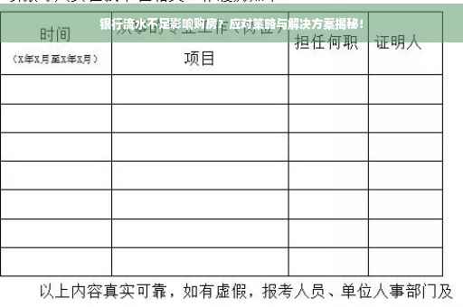 银行流水不足影响购房？应对策略与解决方案揭秘！