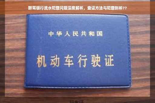 醉驾银行流水犯罪问题深度解析，查证方法与犯罪剖析??