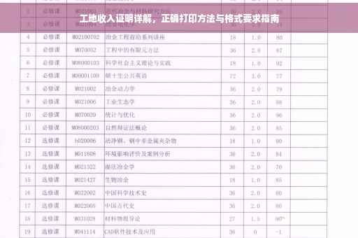 工地收入证明详解，正确打印方法与格式要求指南