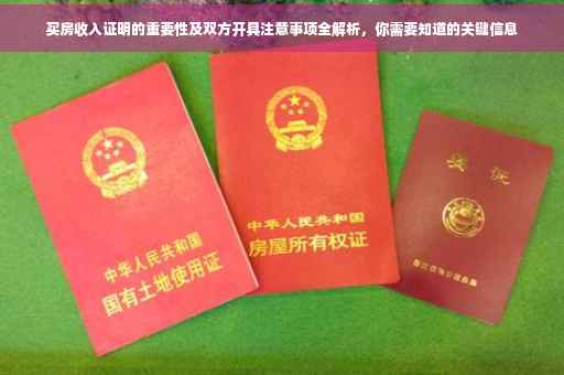 买房收入证明的重要性及双方开具注意事项全解析，你需要知道的关键信息