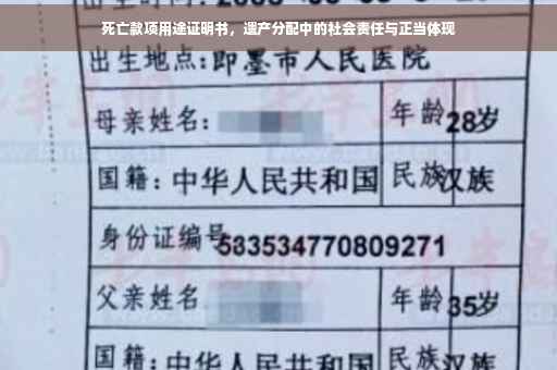 死亡款项用途证明书，遗产分配中的社会责任与正当体现