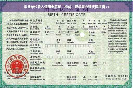 事业单位收入证明全解析，构成、要求与办理流程指南 ??