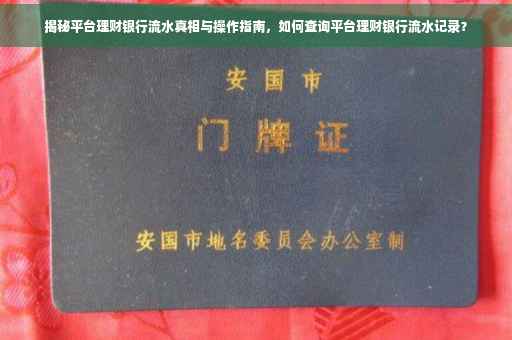 揭秘平台理财银行流水真相与操作指南，如何查询平台理财银行流水记录？