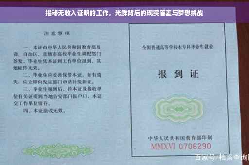 揭秘无收入证明的工作，光鲜背后的现实落差与梦想挑战