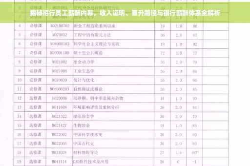 揭秘招行员工薪酬内幕，收入证明、晋升路径与银行薪酬体系全解析