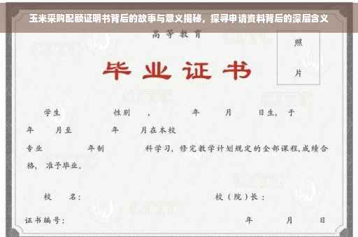 玉米采购配额证明书背后的故事与意义揭秘，探寻申请资料背后的深层含义