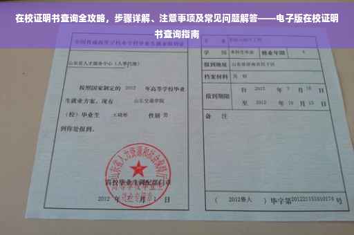 在校证明书查询全攻略，步骤详解、注意事项及常见问题解答——电子版在校证明书查询指南