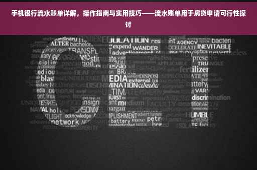手机银行流水账单详解，操作指南与实用技巧——流水账单用于房贷申请可行性探讨