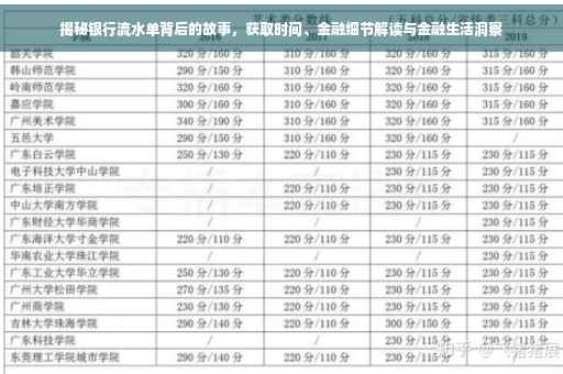 揭秘银行流水单背后的故事，获取时间、金融细节解读与金融生活洞察