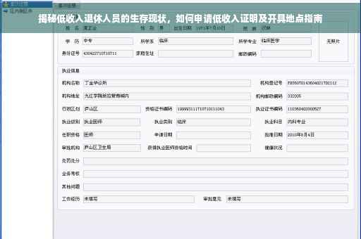 揭秘低收入退休人员的生存现状，如何申请低收入证明及开具地点指南