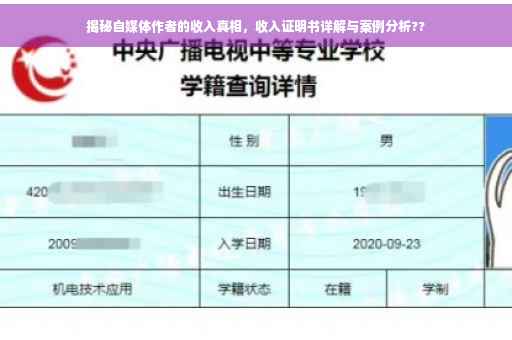 揭秘自媒体作者的收入真相，收入证明书详解与案例分析??