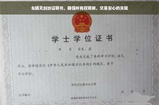 车辆无纠纷证明书，确保所有权明晰，交易安心的关键