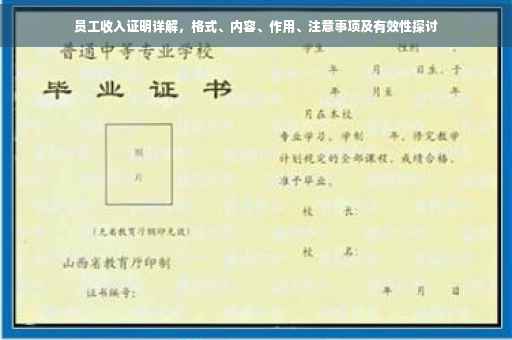 员工收入证明详解，格式、内容、作用、注意事项及有效性探讨
