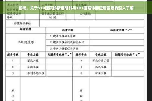 揭秘，关于310医院诊断证明书与301医院诊断证明盖章的深入了解