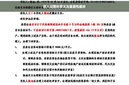 收入证明的意义与重要性解析