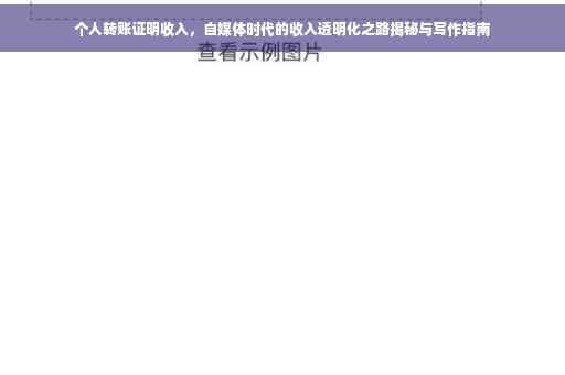 个人转账证明收入，自媒体时代的收入透明化之路揭秘与写作指南