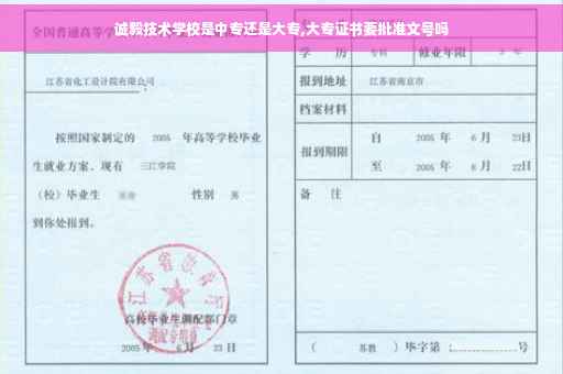 诚毅技术学校是中专还是大专,大专证书要批准文号吗