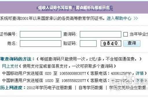 低收入证明书写指南，要点解析与模板示范