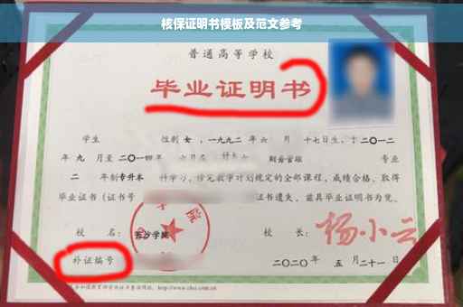 核保证明书模板及范文参考
