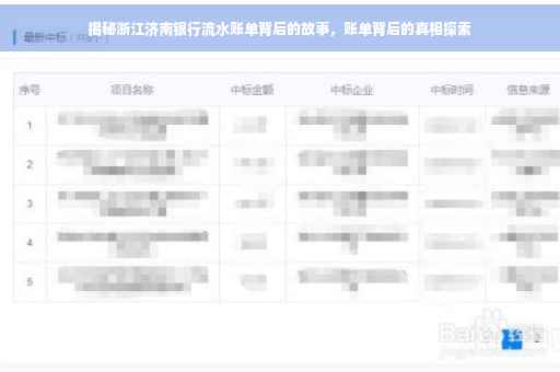 揭秘浙江济南银行流水账单背后的故事，账单背后的真相探索