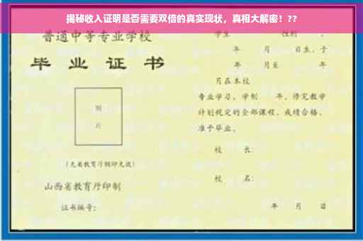 揭秘收入证明是否需要双倍的真实现状，真相大解密！??