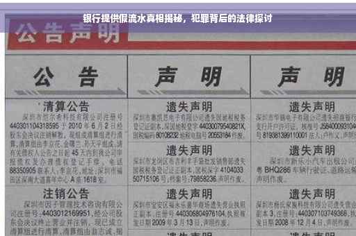 银行提供假流水真相揭秘，犯罪背后的法律探讨
