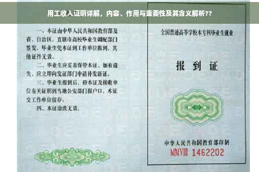 用工收入证明详解，内容、作用与重要性及其含义解析??