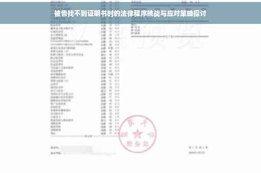 被告找不到证明书时的法律程序挑战与应对策略探讨
